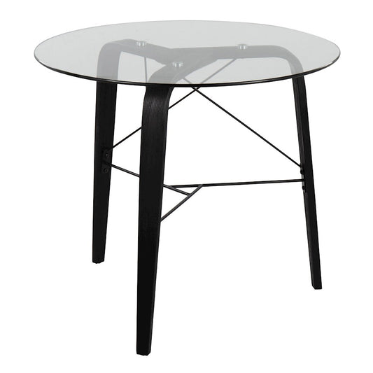 LumiSource Trilogy Round Dinette Table | Black Wood & Clear Glass | Dining Room & Kitchen | 34 x 34 x 30.5 in | Model DT-TRILOGY34BKGL