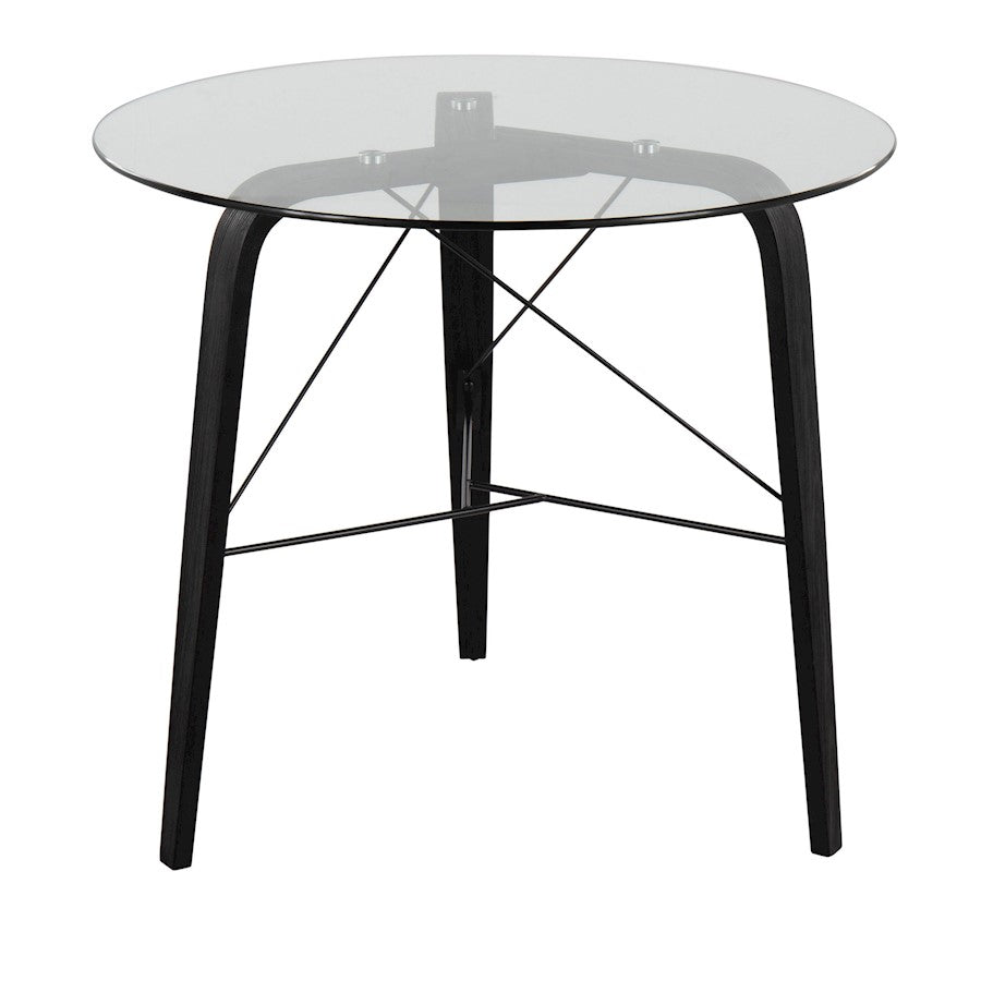 LumiSource Trilogy Round Dinette Table | Black Wood & Clear Glass | Dining Room & Kitchen | 34 x 34 x 30.5 in | Model DT-TRILOGY34BKGL