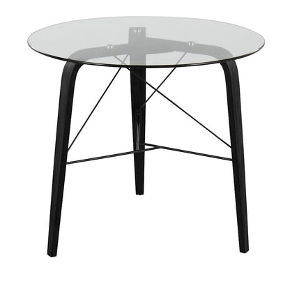 LumiSource Trilogy Round Dinette Table | Black Wood & Clear Glass | Dining Room & Kitchen | 34 x 34 x 30.5 in | Model DT-TRILOGY34BKGL