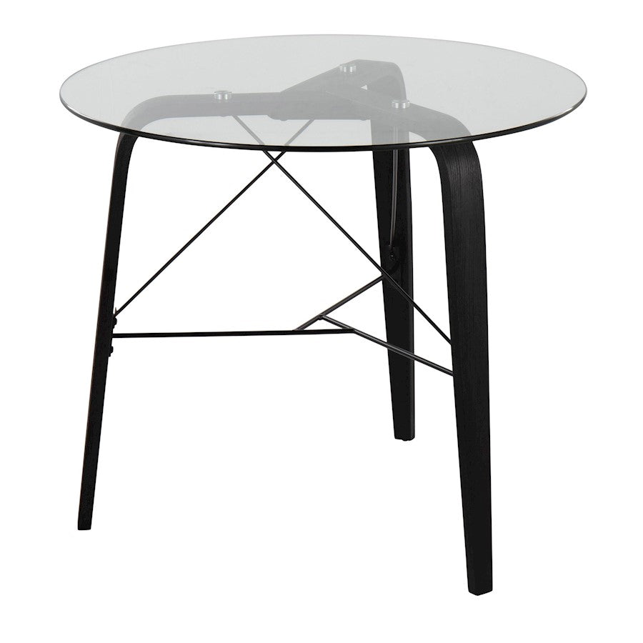 LumiSource Trilogy Round Dinette Table | Black Wood & Clear Glass | Dining Room & Kitchen | 34 x 34 x 30.5 in | Model DT-TRILOGY34BKGL
