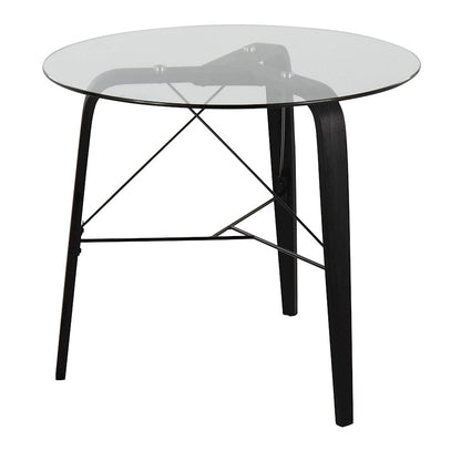 LumiSource Trilogy Round Dinette Table | Black Wood & Clear Glass | Dining Room & Kitchen | 34 x 34 x 30.5 in | Model DT-TRILOGY34BKGL