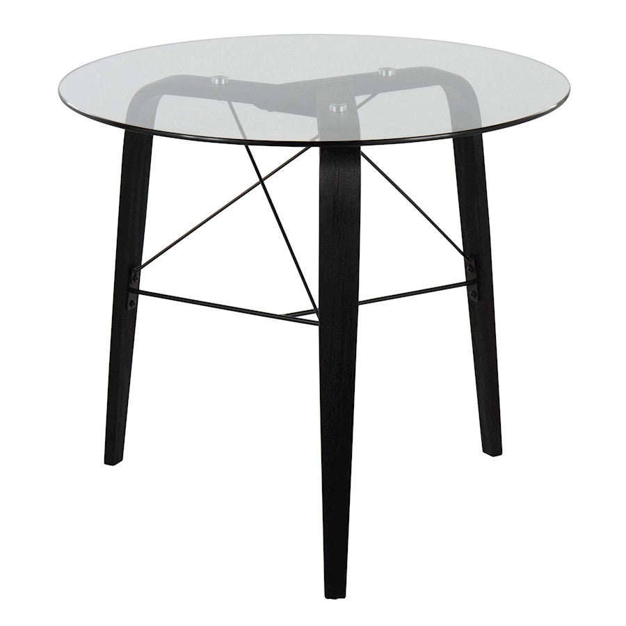 LumiSource Trilogy Round Dinette Table | Black Wood & Clear Glass | Dining Room & Kitchen | 34 x 34 x 30.5 in | Model DT-TRILOGY34BKGL