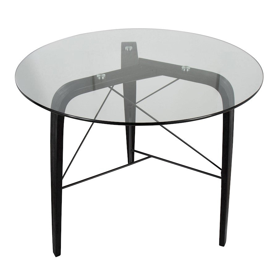 LumiSource Trilogy Round Dinette Table | Black Wood & Clear Glass | Dining Room & Kitchen | 34 x 34 x 30.5 in | Model DT-TRILOGY34BKGL