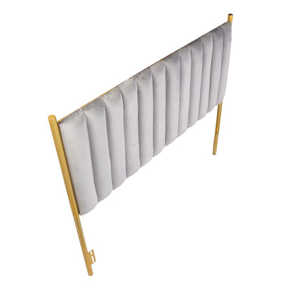 LumiSource Chloe Queen Headboard | Glam Gold Metal and Grey Velvet | Bedroom & Guest Room | 64 x 3 x 52 in | Model HB-CHLOEAUVGY