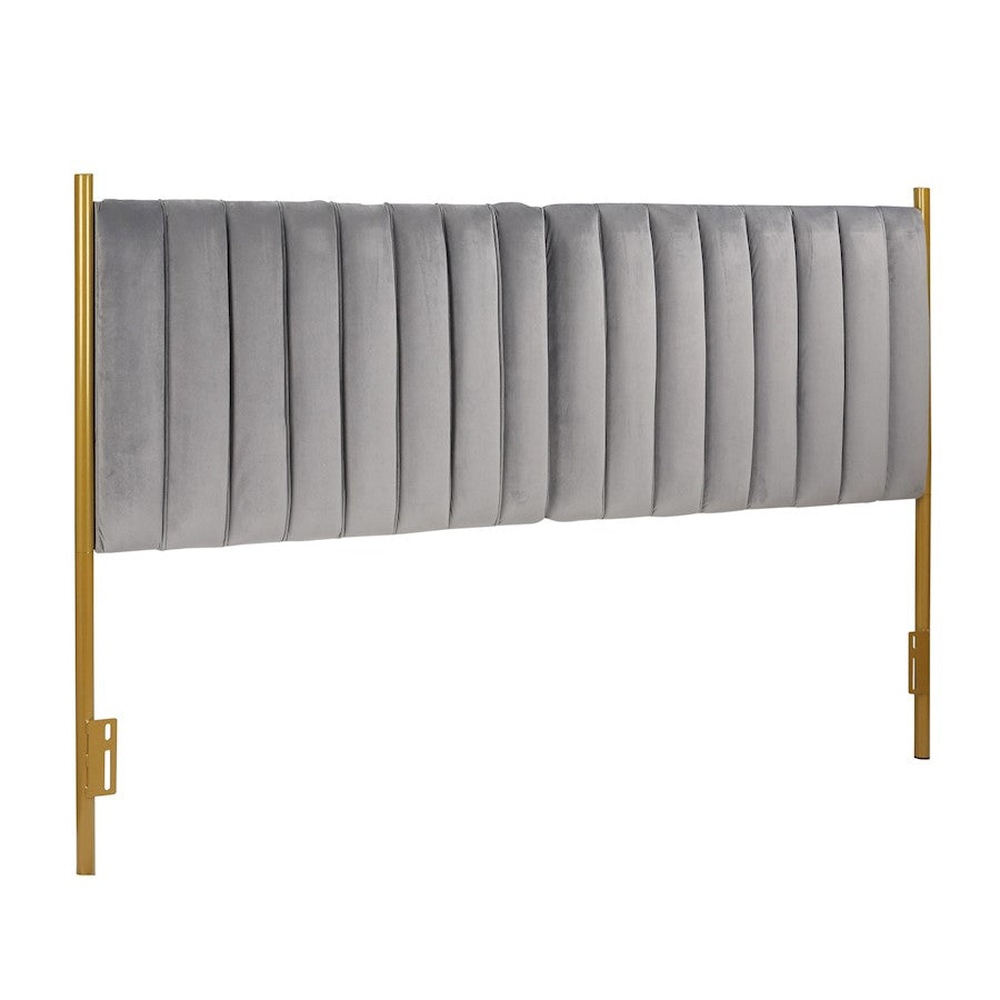 LumiSource Chloe King Headboard | Glam Gold Steel and Grey Velvet | Bedroom & Guest Room | 79 x 3 x 52 in | Model HB-CHLOEKINGAUVGY