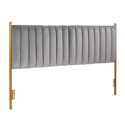 LumiSource Chloe King Headboard | Glam Gold Steel and Grey Velvet | Bedroom & Guest Room | 79 x 3 x 52 in | Model HB-CHLOEKINGAUVGY
