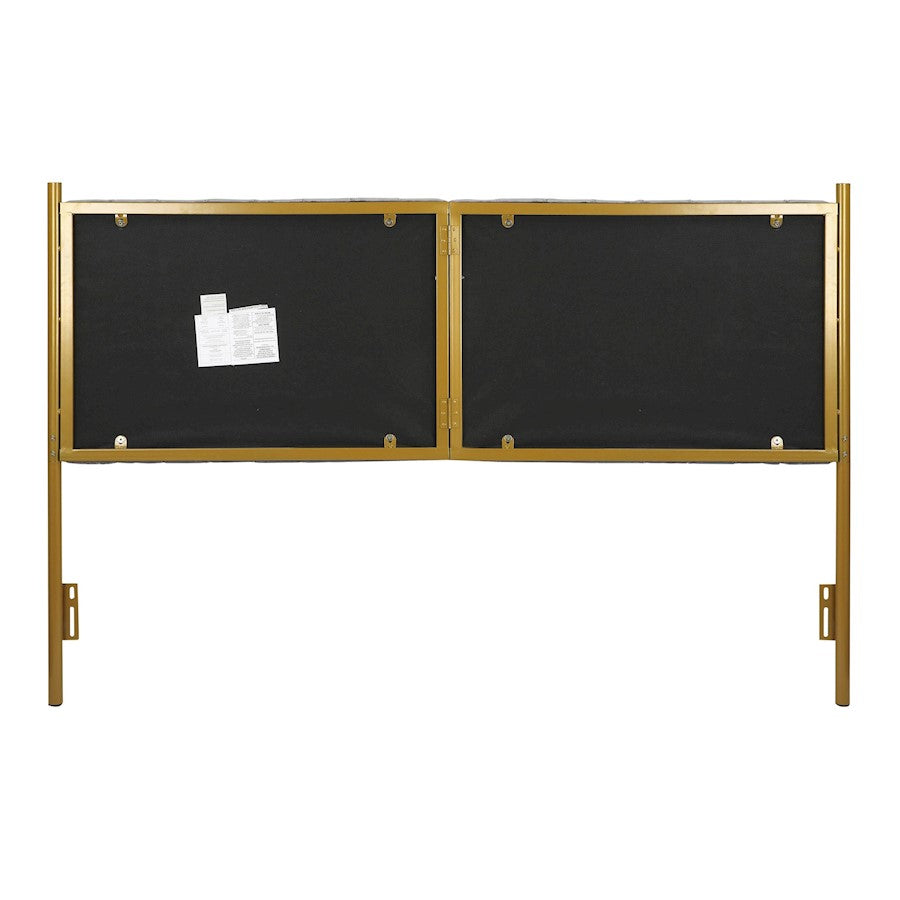 LumiSource Chloe King Headboard | Glam Gold Steel and Grey Velvet | Bedroom & Guest Room | 79 x 3 x 52 in | Model HB-CHLOEKINGAUVGY