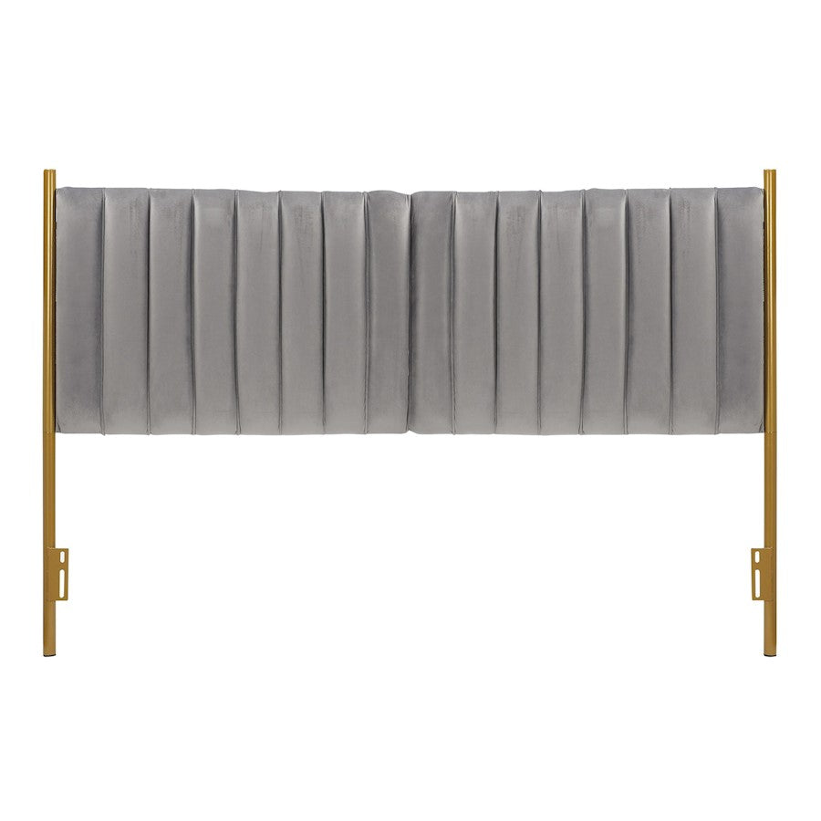 LumiSource Chloe King Headboard | Glam Gold Steel and Grey Velvet | Bedroom & Guest Room | 79 x 3 x 52 in | Model HB-CHLOEKINGAUVGY