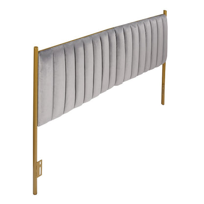 LumiSource Chloe King Headboard | Glam Gold Steel and Grey Velvet | Bedroom & Guest Room | 79 x 3 x 52 in | Model HB-CHLOEKINGAUVGY
