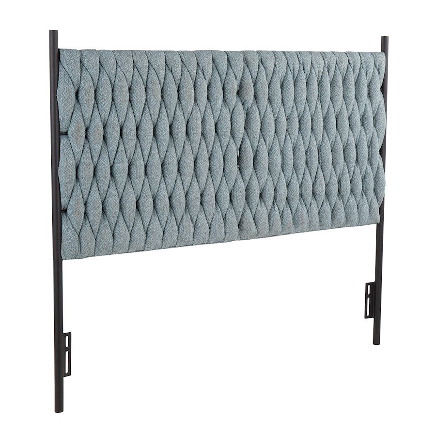 LumiSource Braided Matisse Queen Headboard | Contemporary Black Metal and Blue Fabric | Bedroom & Guest Room | 62 x 2 x 53 in | Model HBQ-BRAIDMATBKBU