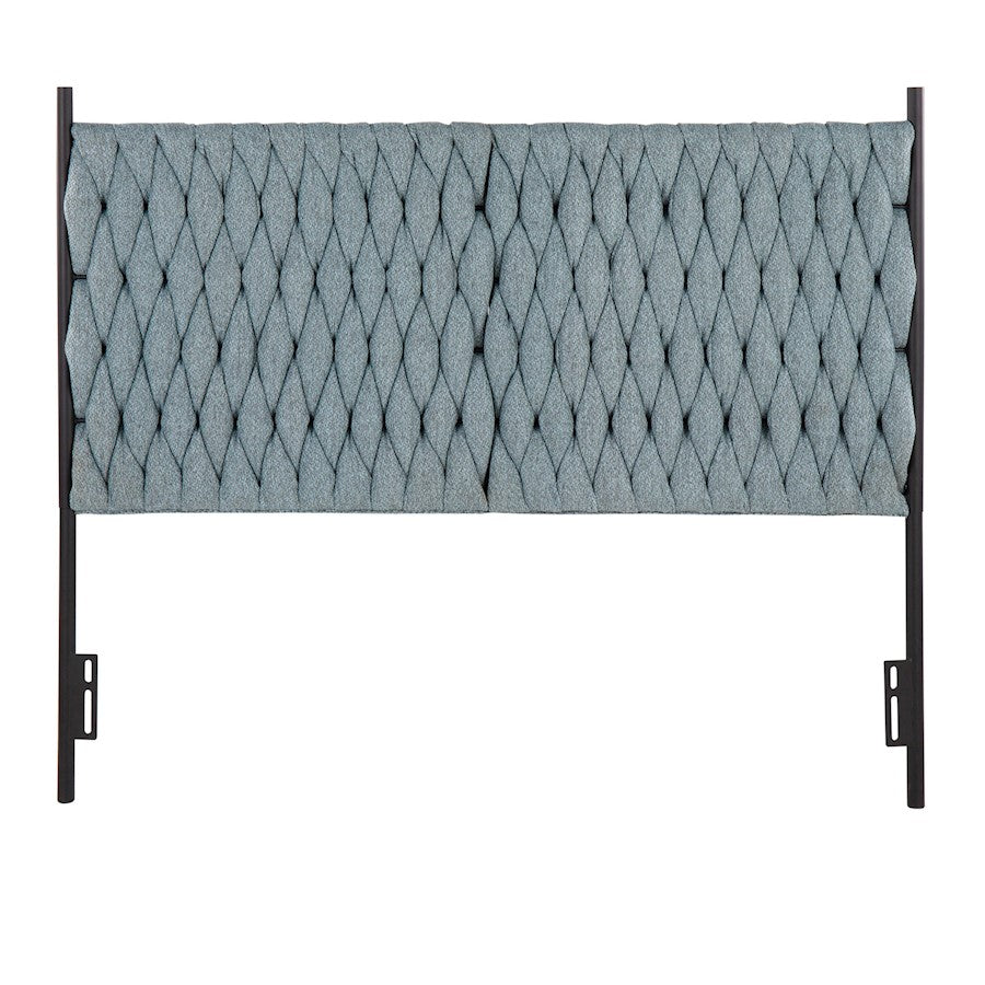 LumiSource Braided Matisse Queen Headboard | Contemporary Black Metal and Blue Fabric | Bedroom & Guest Room | 62 x 2 x 53 in | Model HBQ-BRAIDMATBKBU