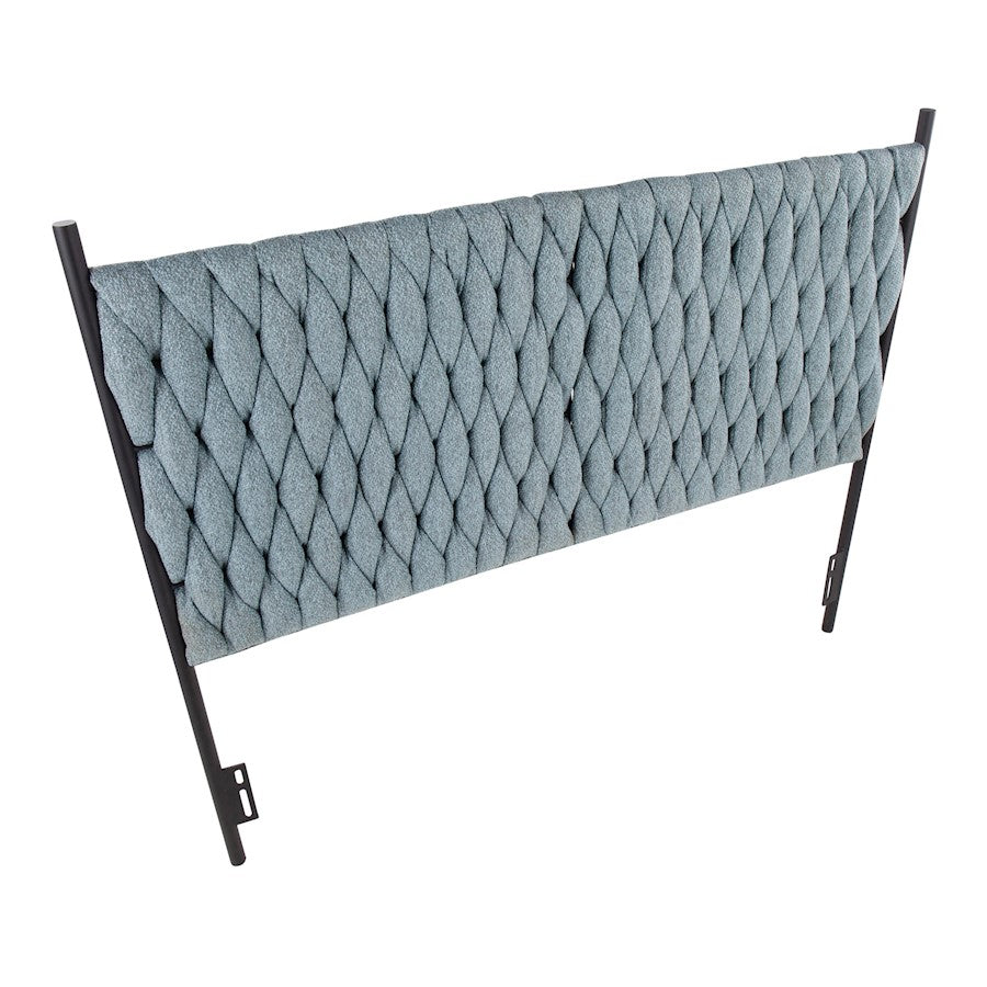 LumiSource Braided Matisse Queen Headboard | Contemporary Black Metal and Blue Fabric | Bedroom & Guest Room | 62 x 2 x 53 in | Model HBQ-BRAIDMATBKBU