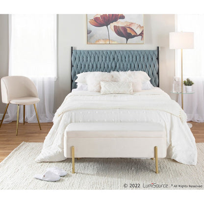 LumiSource Braided Matisse Queen Headboard | Contemporary Black Metal and Blue Fabric | Bedroom & Guest Room | 62 x 2 x 53 in | Model HBQ-BRAIDMATBKBU