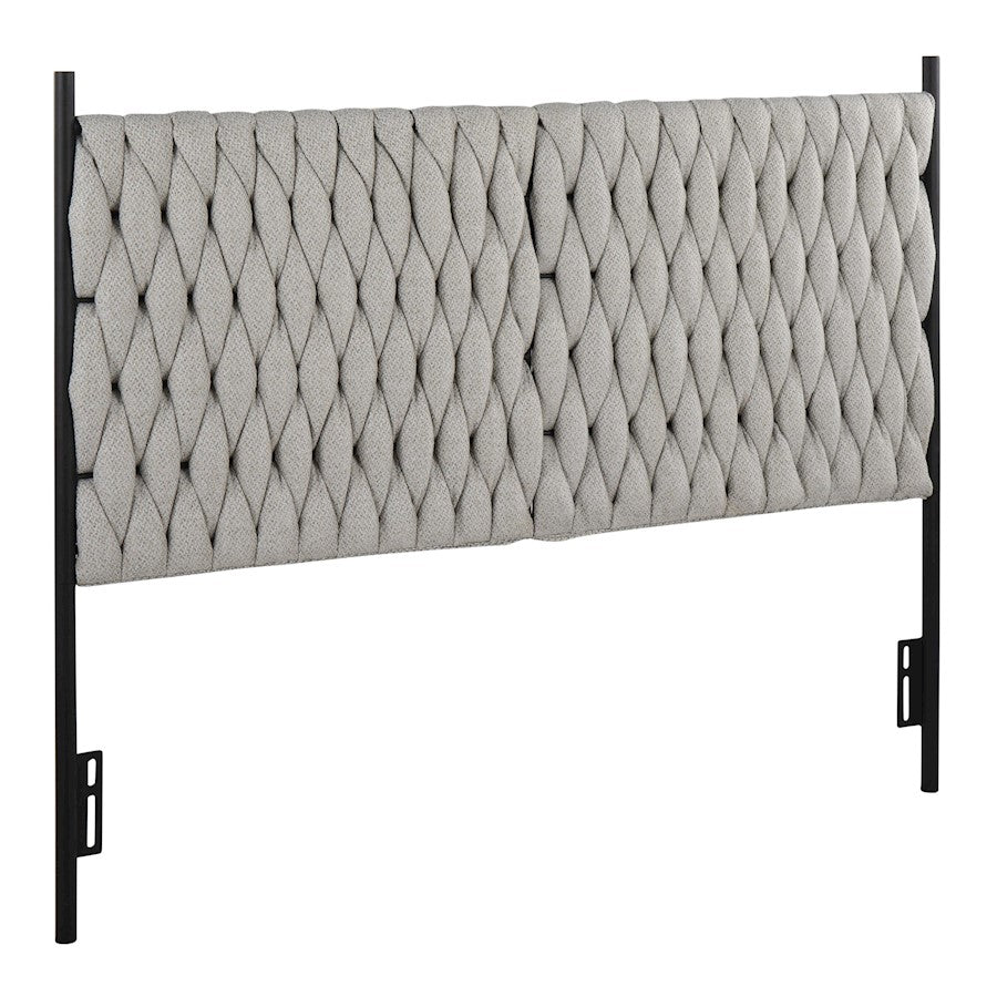 LumiSource Braided Matisse Queen Headboard | Contemporary Black Metal and Cream Fabric | Bedroom & Guest Room | Model HBQ-BRAIDMATBKCR