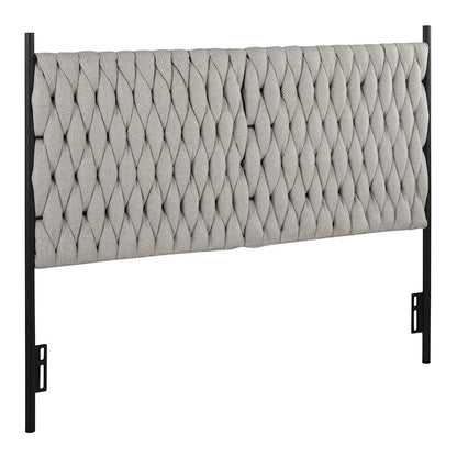 LumiSource Braided Matisse Queen Headboard | Contemporary Black Metal and Cream Fabric | Bedroom & Guest Room | Model HBQ-BRAIDMATBKCR