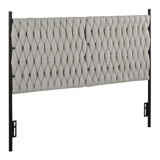 LumiSource Braided Matisse Queen Headboard | Contemporary Black Metal and Cream Fabric | Bedroom & Guest Room | Model HBQ-BRAIDMATBKCR