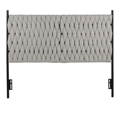 LumiSource Braided Matisse Queen Headboard | Contemporary Black Metal and Cream Fabric | Bedroom & Guest Room | Model HBQ-BRAIDMATBKCR
