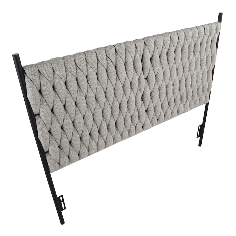 LumiSource Braided Matisse Queen Headboard | Contemporary Black Metal and Cream Fabric | Bedroom & Guest Room | Model HBQ-BRAIDMATBKCR