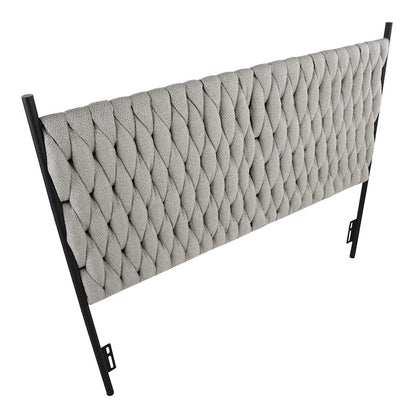 LumiSource Braided Matisse Queen Headboard | Contemporary Black Metal and Cream Fabric | Bedroom & Guest Room | Model HBQ-BRAIDMATBKCR