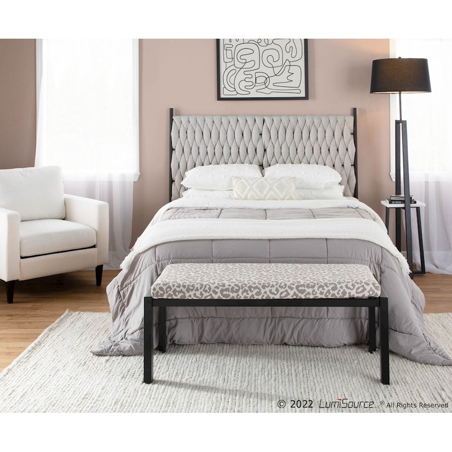 LumiSource Braided Matisse Queen Headboard | Contemporary Black Metal and Cream Fabric | Bedroom & Guest Room | Model HBQ-BRAIDMATBKCR