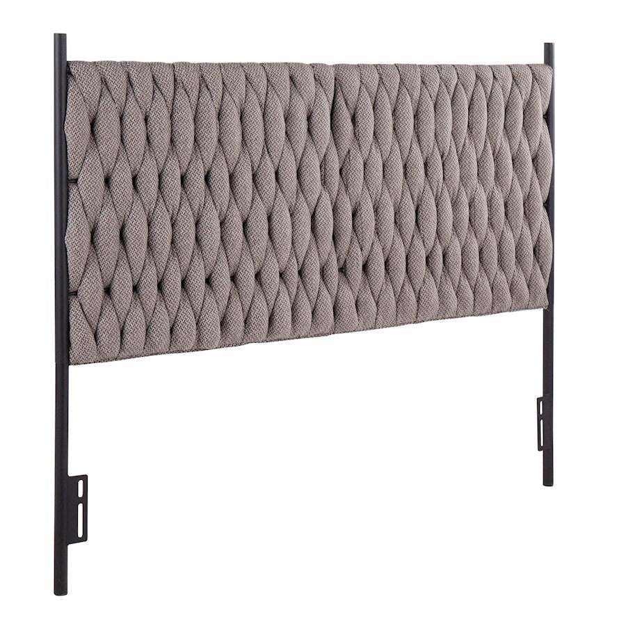 LumiSource Braided Matisse Queen Headboard | Black Metal & Grey Fabric Upholstery | Bedroom & Guest Room | Model HBQ-BRAIDMATBKGY