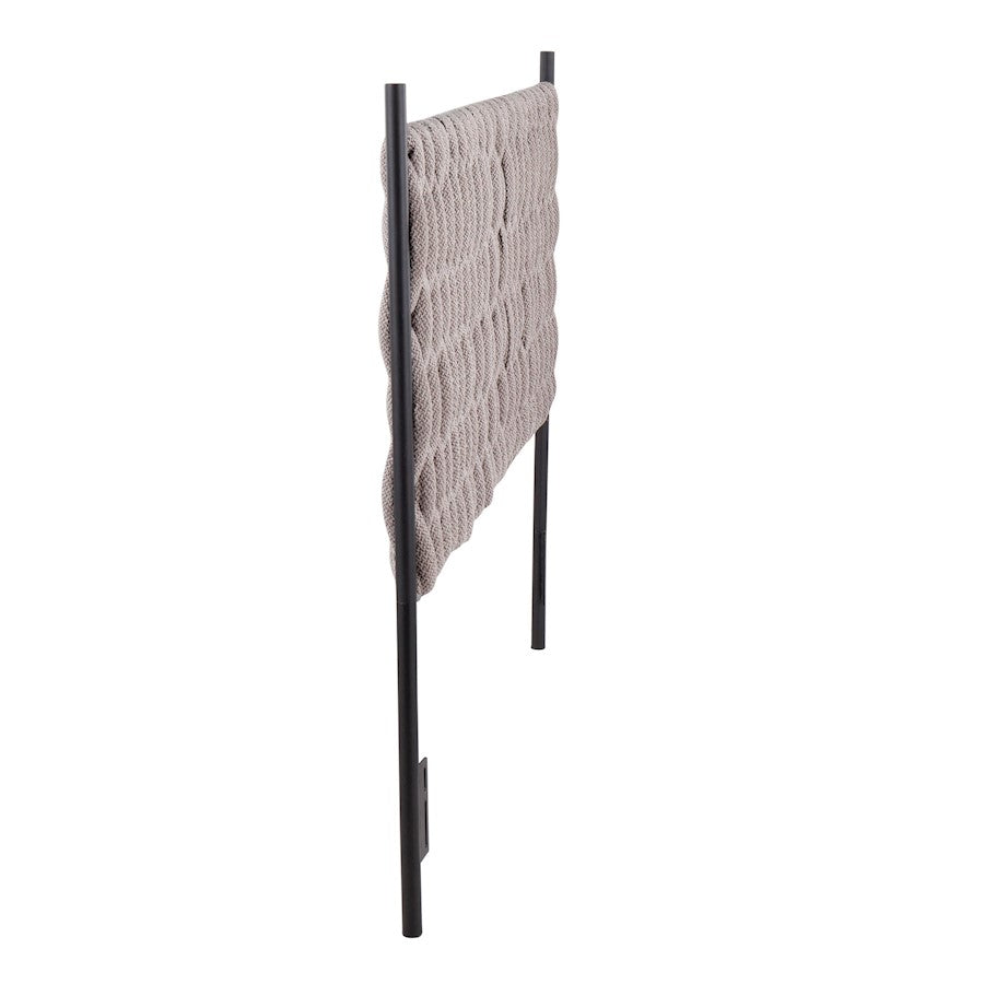 LumiSource Braided Matisse Queen Headboard | Black Metal & Grey Fabric Upholstery | Bedroom & Guest Room | Model HBQ-BRAIDMATBKGY