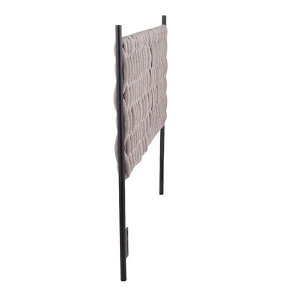LumiSource Braided Matisse Queen Headboard | Black Metal & Grey Fabric Upholstery | Bedroom & Guest Room | Model HBQ-BRAIDMATBKGY