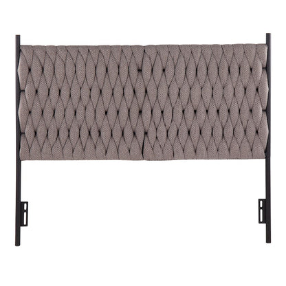 LumiSource Braided Matisse Queen Headboard | Black Metal & Grey Fabric Upholstery | Bedroom & Guest Room | Model HBQ-BRAIDMATBKGY