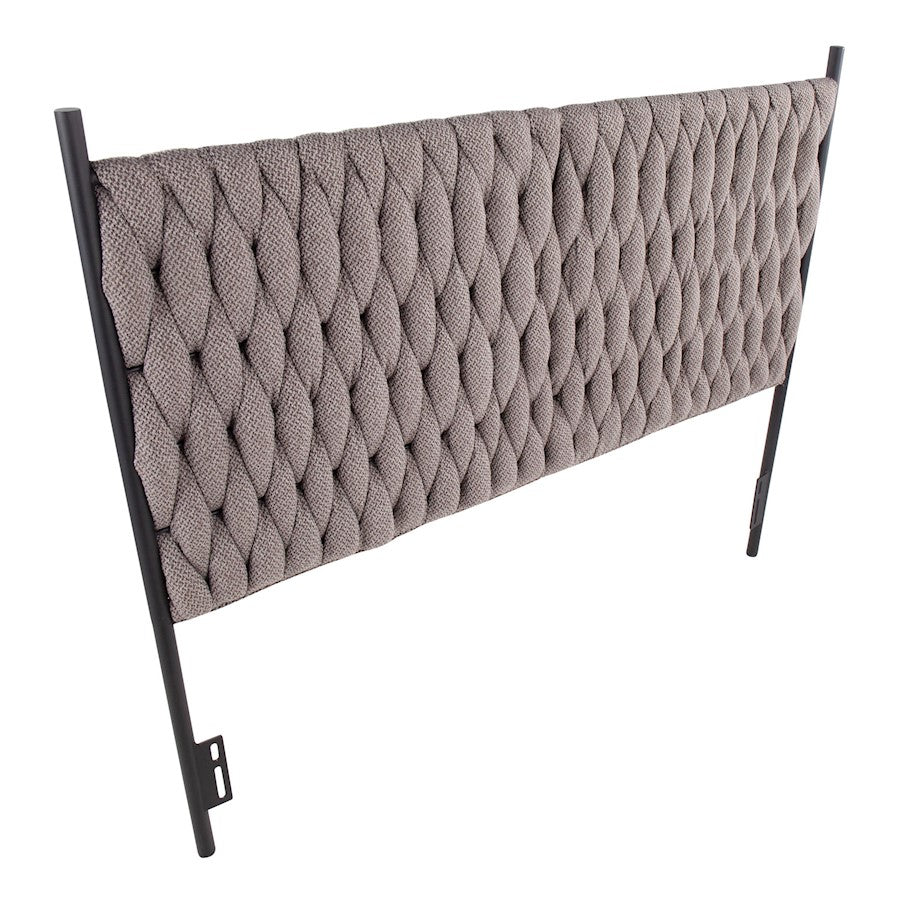 LumiSource Braided Matisse Queen Headboard | Black Metal & Grey Fabric Upholstery | Bedroom & Guest Room | Model HBQ-BRAIDMATBKGY