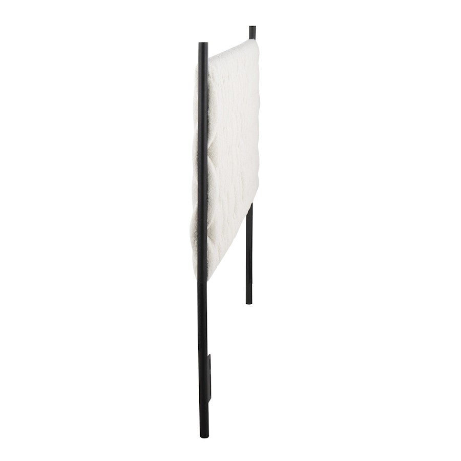 LumiSource Braided Matisse Queen Headboard | Black Metal & Cream Sherpa Upholstery | Bedroom & Guest Room | Model HBQ-BRDMATSHRPABKCR