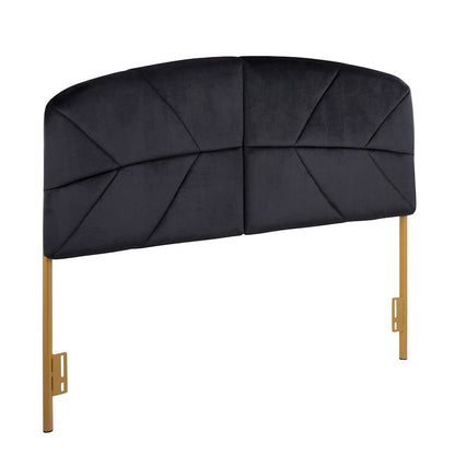 LumiSource Lindsey Queen Headboard | Gold Steel & Black Velvet Upholstery | Glam Bedroom & Guest Room | 63.75 x 2.75 x 52 in | Model HBQ-LINDSYAUVBK