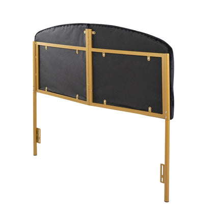 LumiSource Lindsey Queen Headboard | Gold Steel & Black Velvet Upholstery | Glam Bedroom & Guest Room | 63.75 x 2.75 x 52 in | Model HBQ-LINDSYAUVBK