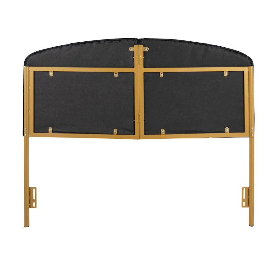 LumiSource Lindsey Queen Headboard | Gold Steel & Black Velvet Upholstery | Glam Bedroom & Guest Room | 63.75 x 2.75 x 52 in | Model HBQ-LINDSYAUVBK
