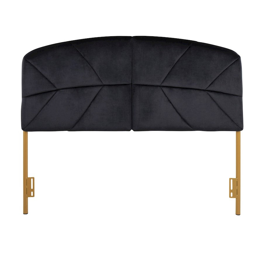 LumiSource Lindsey Queen Headboard | Gold Steel & Black Velvet Upholstery | Glam Bedroom & Guest Room | 63.75 x 2.75 x 52 in | Model HBQ-LINDSYAUVBK