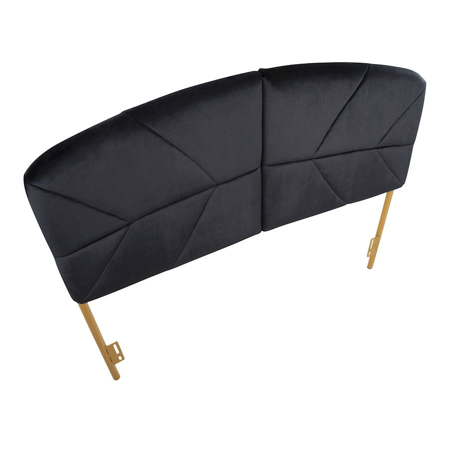 LumiSource Lindsey Queen Headboard | Gold Steel & Black Velvet Upholstery | Glam Bedroom & Guest Room | 63.75 x 2.75 x 52 in | Model HBQ-LINDSYAUVBK