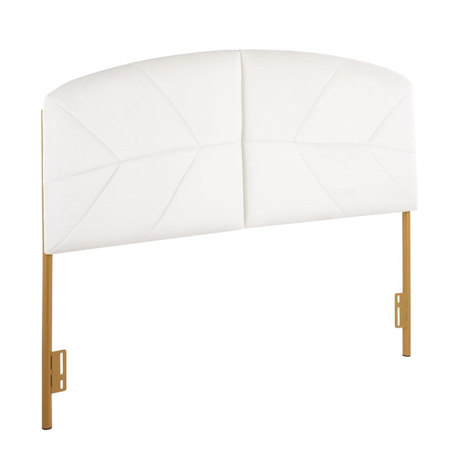 LumiSource Lindsey Queen Headboard | Gold Steel & Cream Velvet Upholstery | Glam Bedroom & Guest Room | 63.75 x 2.75 x 52 in | Model HBQ-LINDSYAUVCR