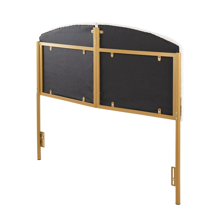 LumiSource Lindsey Queen Headboard | Gold Steel & Cream Velvet Upholstery | Glam Bedroom & Guest Room | 63.75 x 2.75 x 52 in | Model HBQ-LINDSYAUVCR