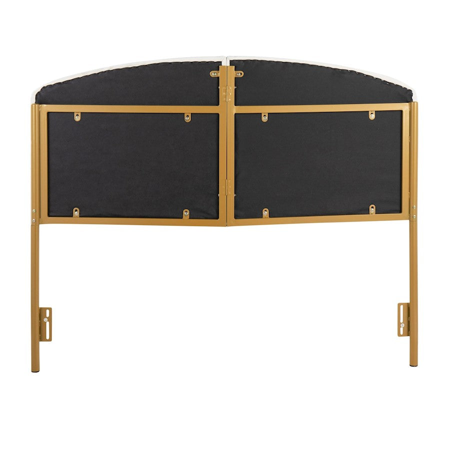 LumiSource Lindsey Queen Headboard | Gold Steel & Cream Velvet Upholstery | Glam Bedroom & Guest Room | 63.75 x 2.75 x 52 in | Model HBQ-LINDSYAUVCR