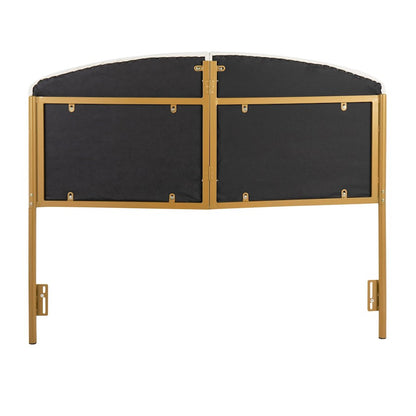 LumiSource Lindsey Queen Headboard | Gold Steel & Cream Velvet Upholstery | Glam Bedroom & Guest Room | 63.75 x 2.75 x 52 in | Model HBQ-LINDSYAUVCR
