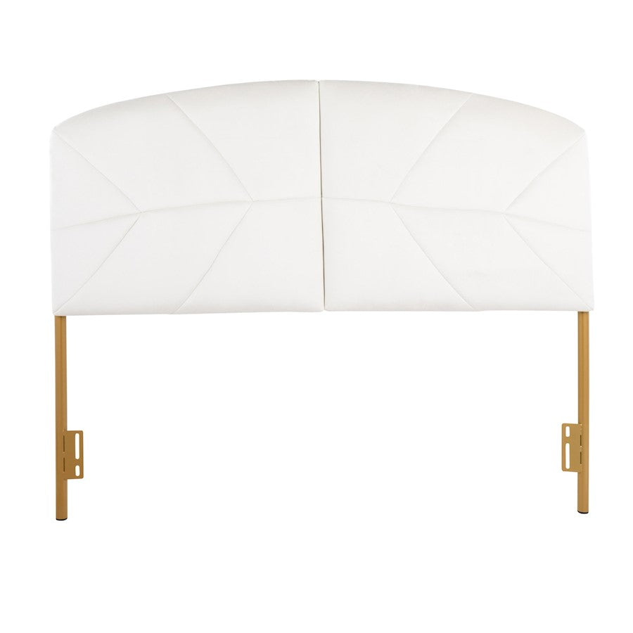 LumiSource Lindsey Queen Headboard | Gold Steel & Cream Velvet Upholstery | Glam Bedroom & Guest Room | 63.75 x 2.75 x 52 in | Model HBQ-LINDSYAUVCR