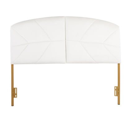 LumiSource Lindsey Queen Headboard | Gold Steel & Cream Velvet Upholstery | Glam Bedroom & Guest Room | 63.75 x 2.75 x 52 in | Model HBQ-LINDSYAUVCR