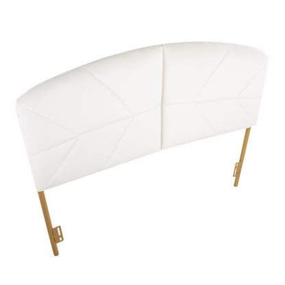 LumiSource Lindsey Queen Headboard | Gold Steel & Cream Velvet Upholstery | Glam Bedroom & Guest Room | 63.75 x 2.75 x 52 in | Model HBQ-LINDSYAUVCR
