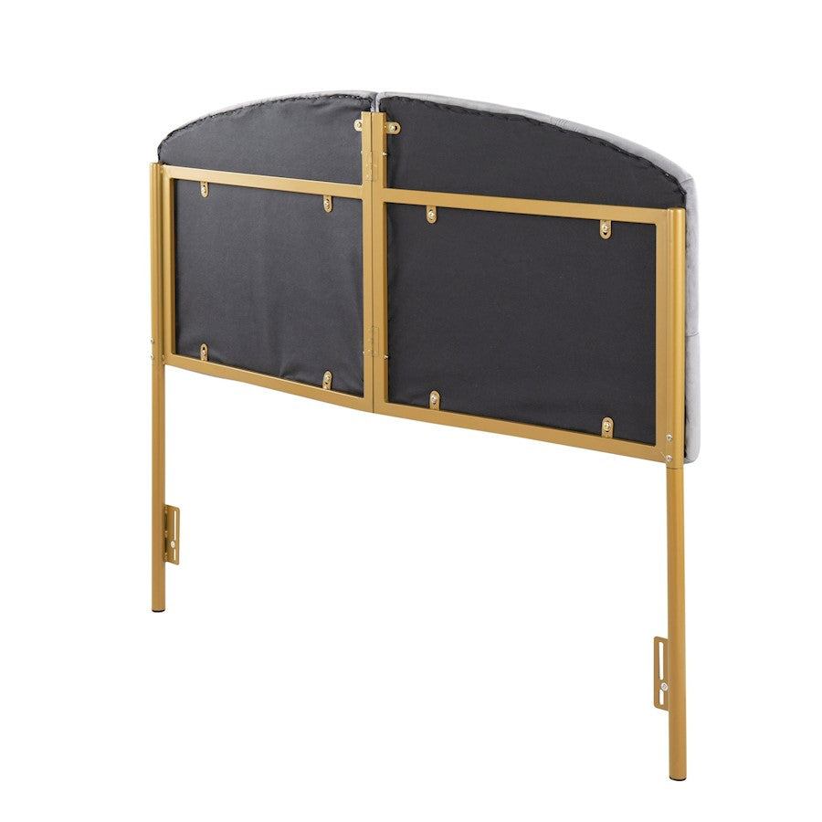 LumiSource Lindsey Queen Headboard | Gold Steel Frame with Grey Velvet Upholstery | Bedroom & Guest Room | 64 x 3 x 52 in | Model HBQ-LINDSYAUVGY