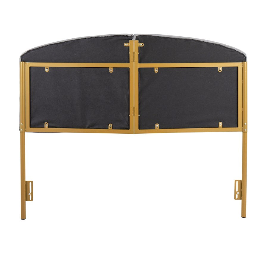 LumiSource Lindsey Queen Headboard | Gold Steel Frame with Grey Velvet Upholstery | Bedroom & Guest Room | 64 x 3 x 52 in | Model HBQ-LINDSYAUVGY