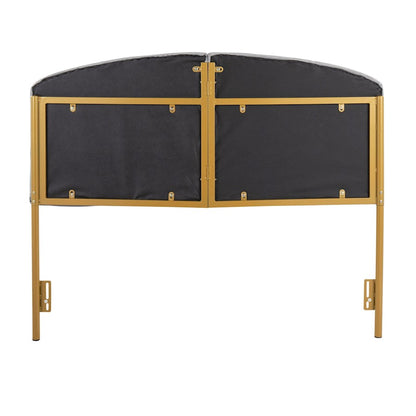 LumiSource Lindsey Queen Headboard | Gold Steel Frame with Grey Velvet Upholstery | Bedroom & Guest Room | 64 x 3 x 52 in | Model HBQ-LINDSYAUVGY