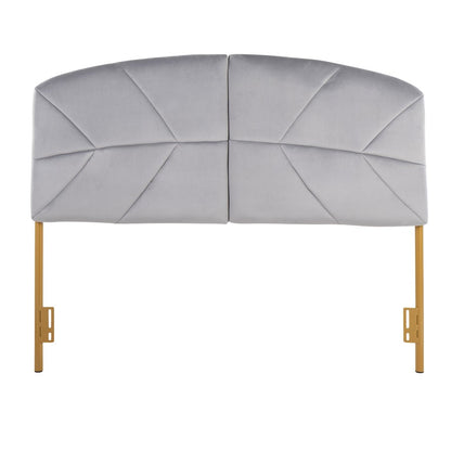 LumiSource Lindsey Queen Headboard | Gold Steel Frame with Grey Velvet Upholstery | Bedroom & Guest Room | 64 x 3 x 52 in | Model HBQ-LINDSYAUVGY