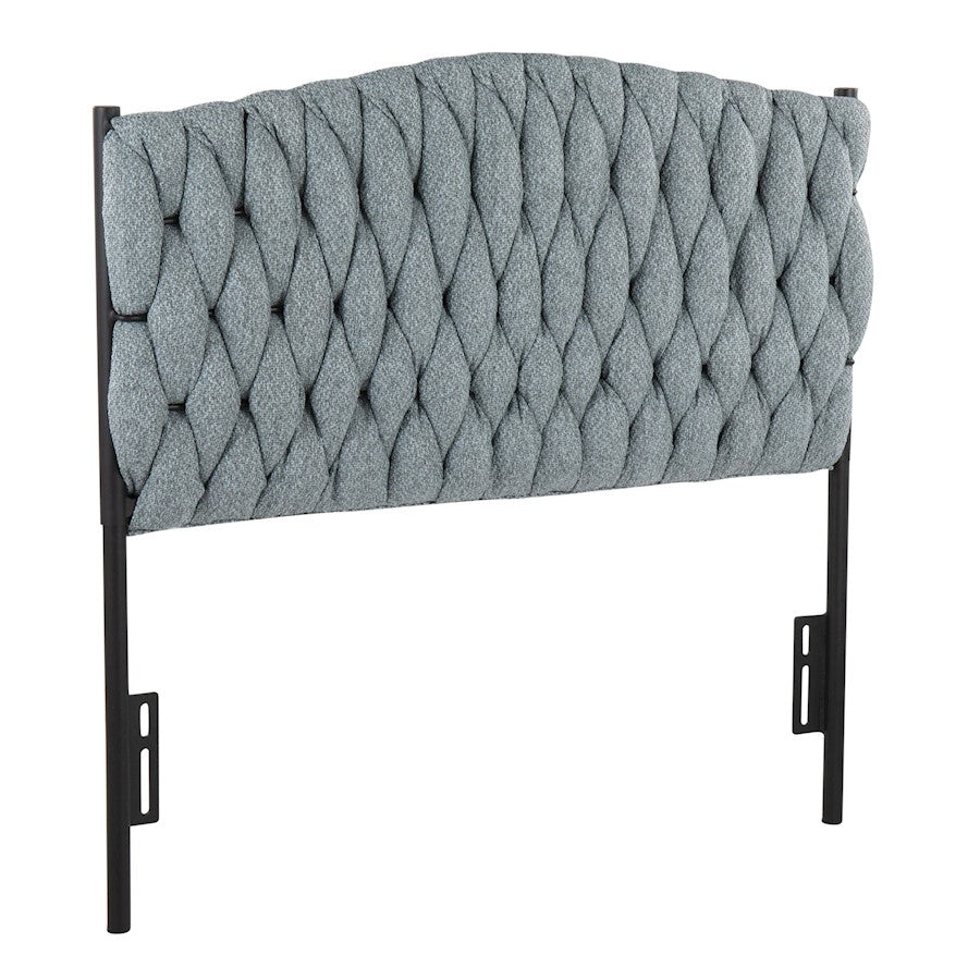 LumiSource Braided Matisse Twin Headboard | Black Metal Frame with Blue Fabric Upholstery | Bedroom & Guest Room | Model HBT-BRAIDMATBKBU