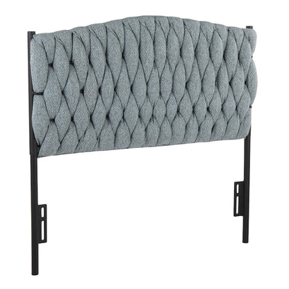 LumiSource Braided Matisse Twin Headboard | Black Metal Frame with Blue Fabric Upholstery | Bedroom & Guest Room | Model HBT-BRAIDMATBKBU