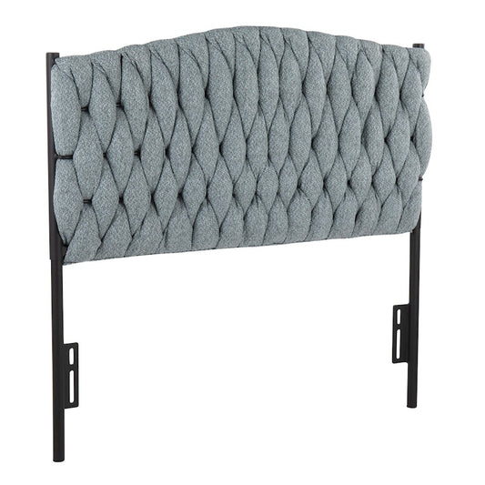 LumiSource Braided Matisse Twin Headboard | Black Metal Frame with Blue Fabric Upholstery | Bedroom & Guest Room | Model HBT-BRAIDMATBKBU