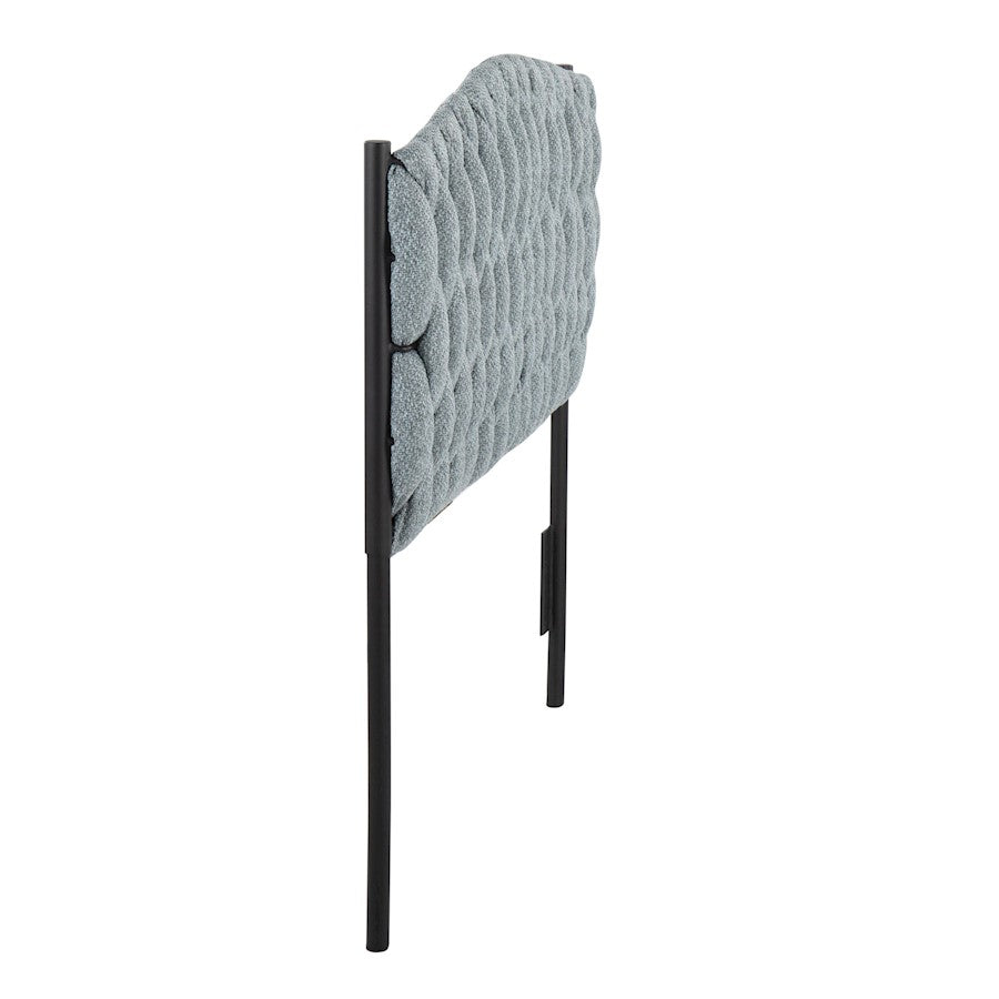 LumiSource Braided Matisse Twin Headboard | Black Metal Frame with Blue Fabric Upholstery | Bedroom & Guest Room | Model HBT-BRAIDMATBKBU